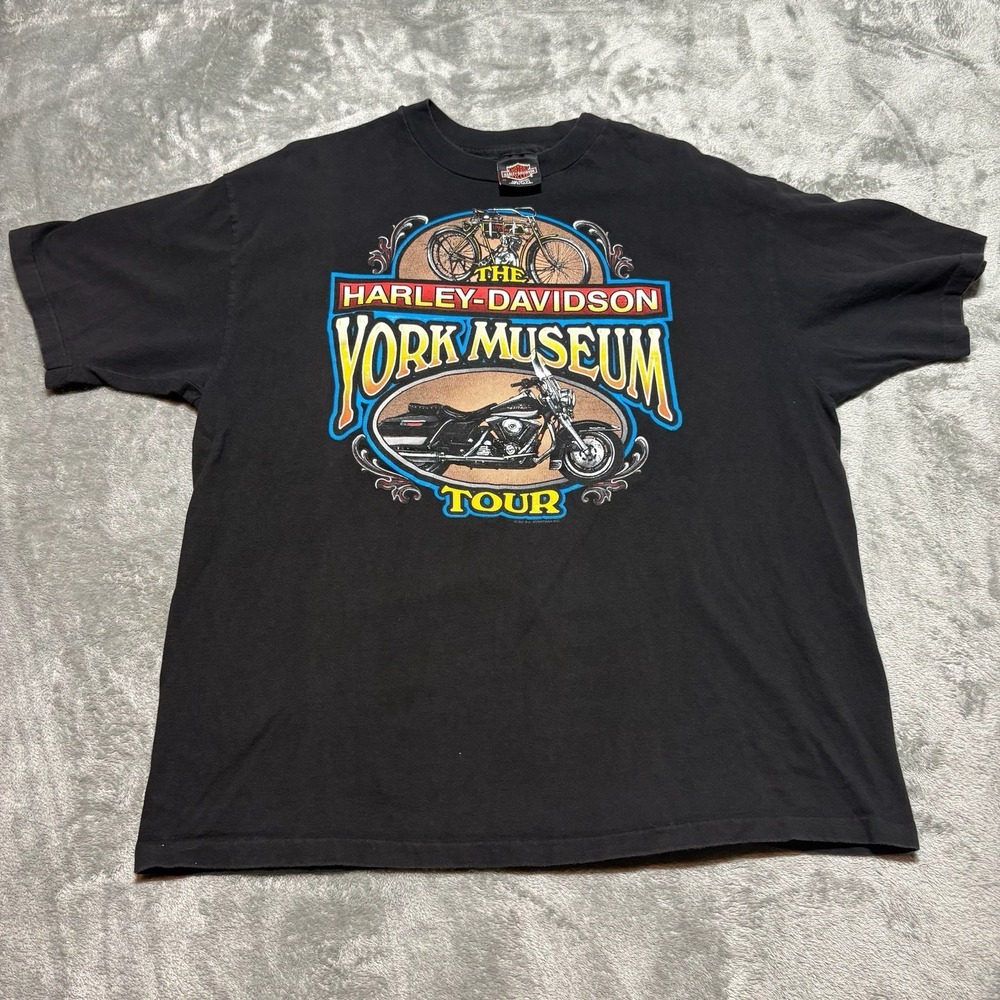 Vintage 1994 Harley Davidson York Museum Tour Shirt XL Made in USA Single Stitch